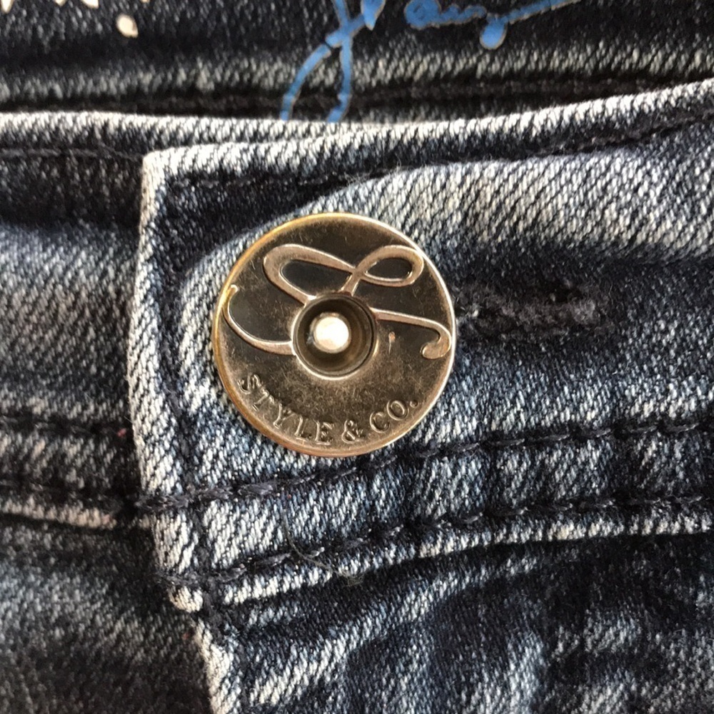STYLE & CO. PETITE—TUMMY CONTROL—Women’s Blue Denim Jeans—Dark Stonewashed—Sz 4P - Picture 6 of 16